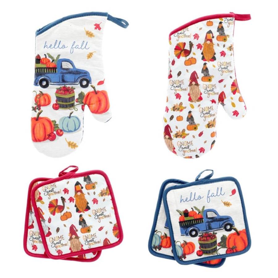 Dollar Tree Home Collection Fall Kitchen Potholders and Oven Mitts