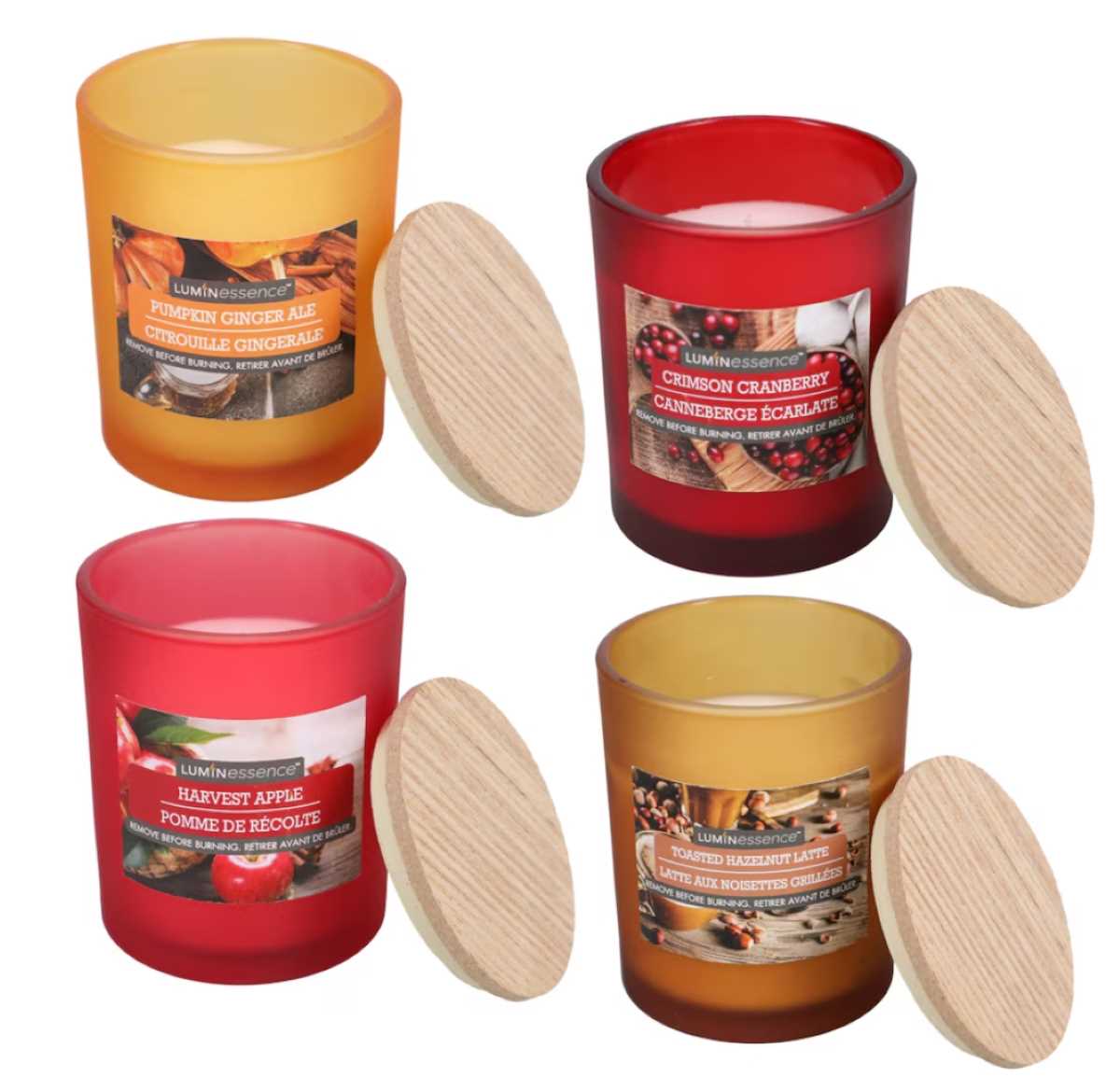 Assorted Harvest-Themed Frosted Jar Candle with Wood Lid