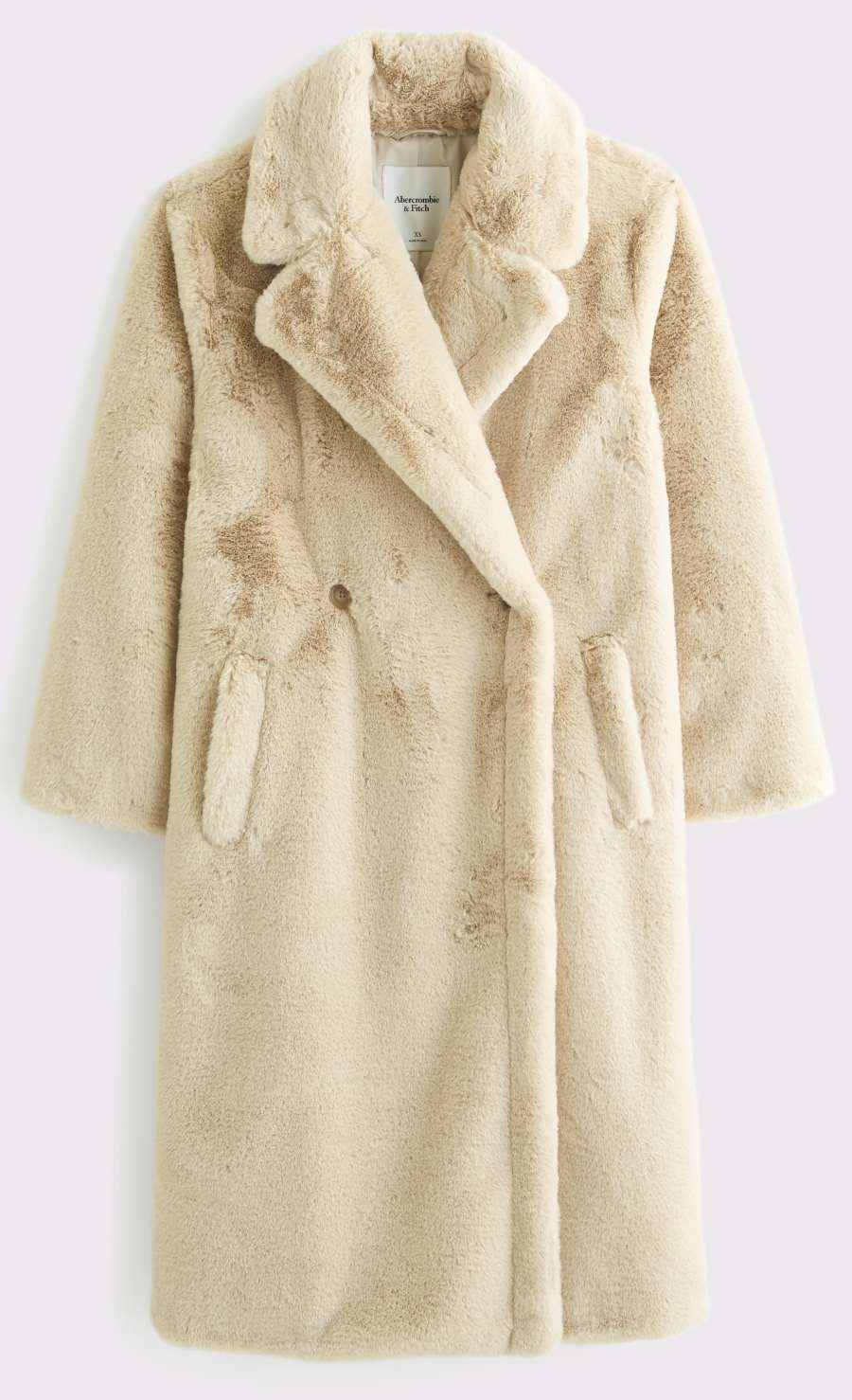 Double-Breasted Faux Fur Coat