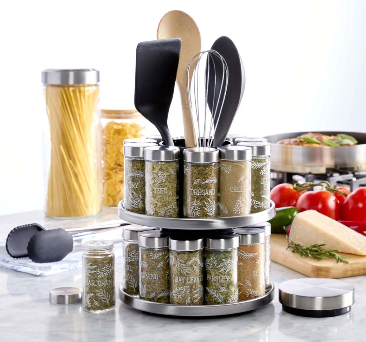 Kamenstein 20 Jar Revolving Spice Rack with Tool Caddy