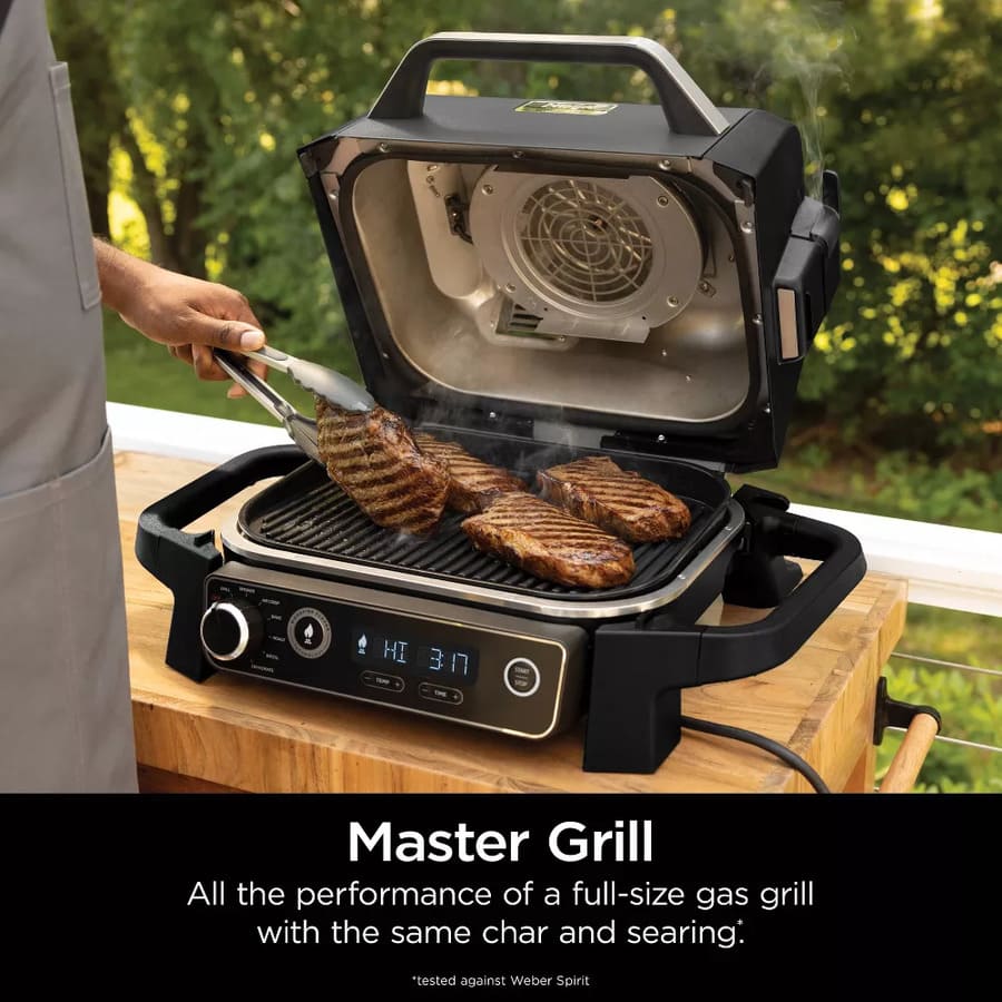 Ninja Woodfire Outdoor Grill & Smoker, 7-in-1 Master Grill, BBQ Smoker and Air Fryer with Woodfire Technology