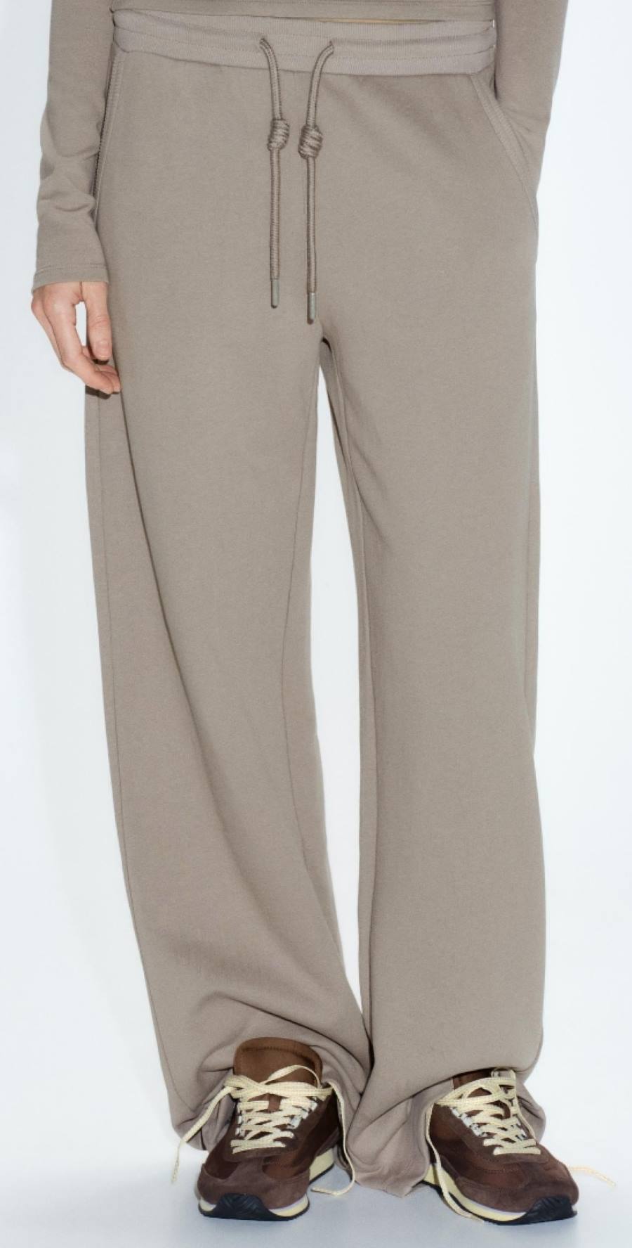 Pants With a Mid Elastic Waist With Adjustable Drawstring, Wide Leg