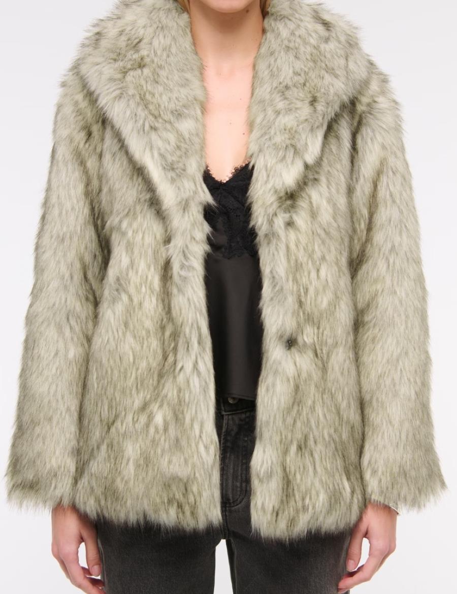 Shawl Collar Faux Fur Coat