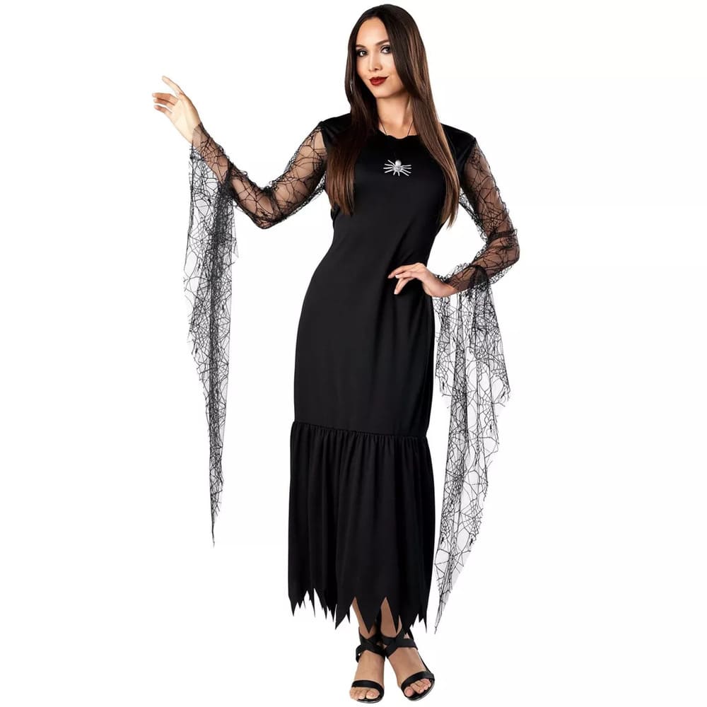 Target HalloweenCostumes.com Morticia Addams Adult Black Spiderweb Dress