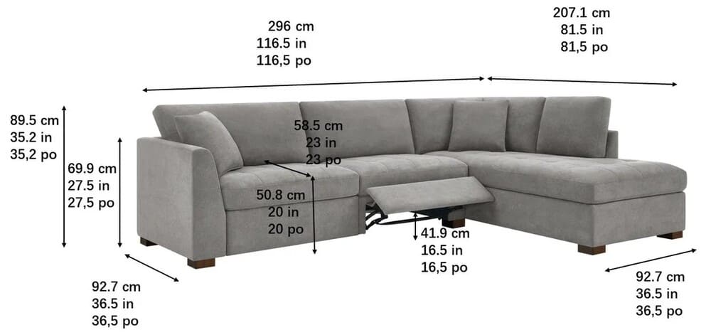 Thomasville Miles Fabric Sectional Costco with Power Footrest