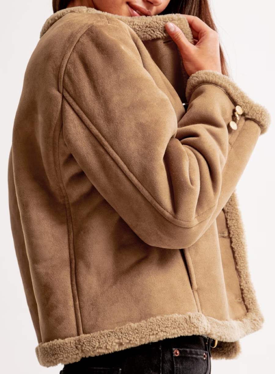 Winterized Collarless Shearling Jacket