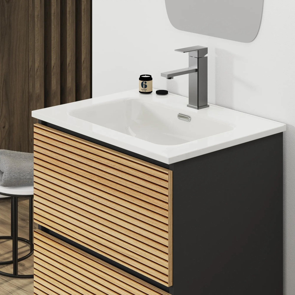 Mueble de baño con lavabo Japón negro de Leroy Merlin