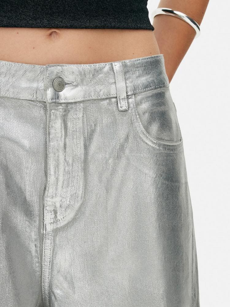 Pantalones metalizados anchos