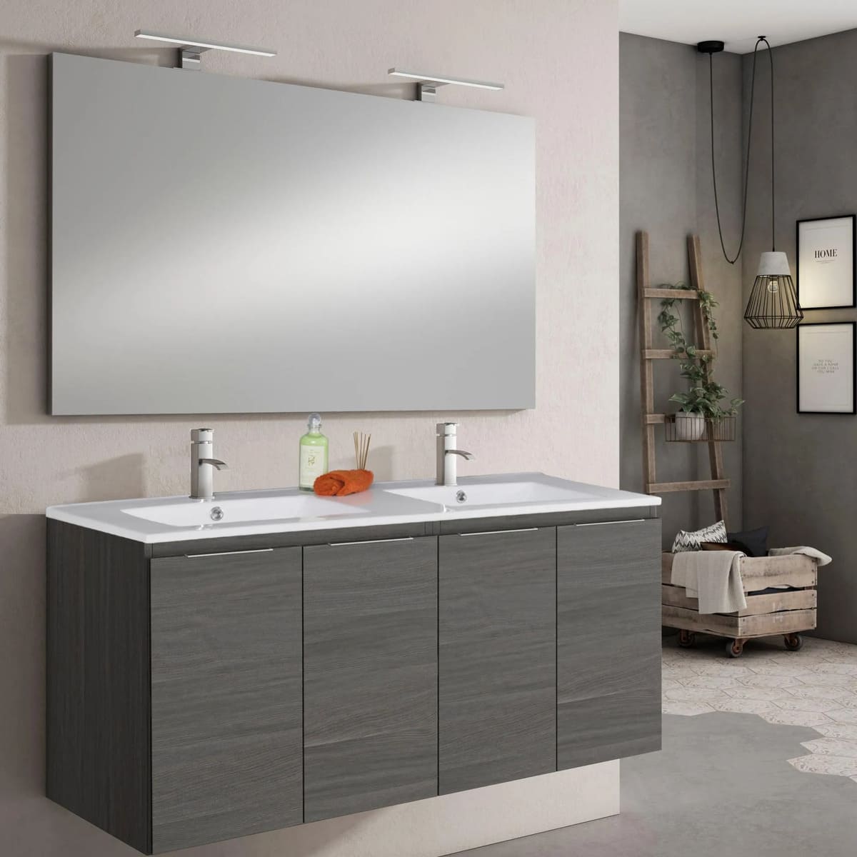 Leroy Merlin Mueble de baño con lavabo y espejo Prima grafito
