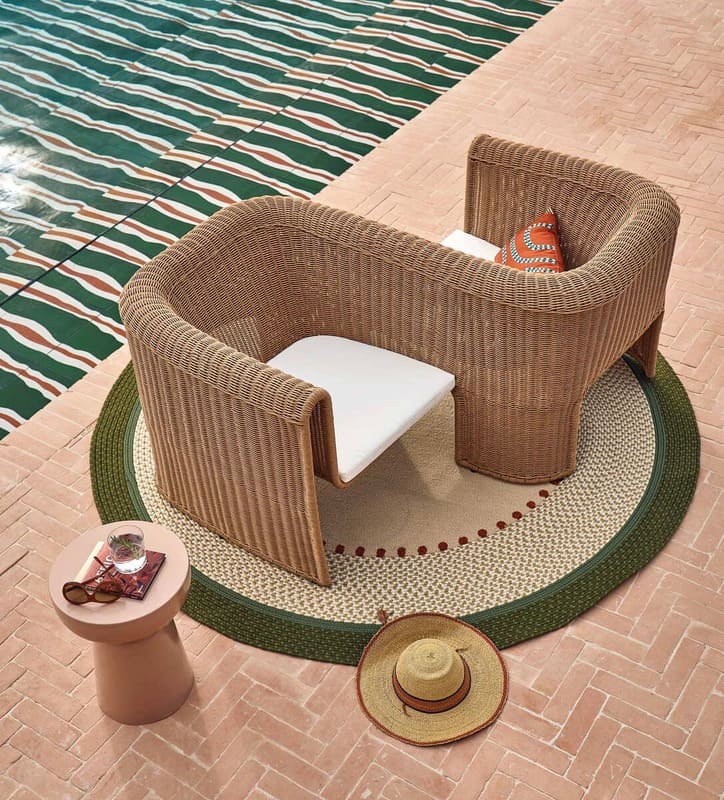 Maisons du Monde silla de comedor doble profesional de exterior de resina beige y poliéster reciclado