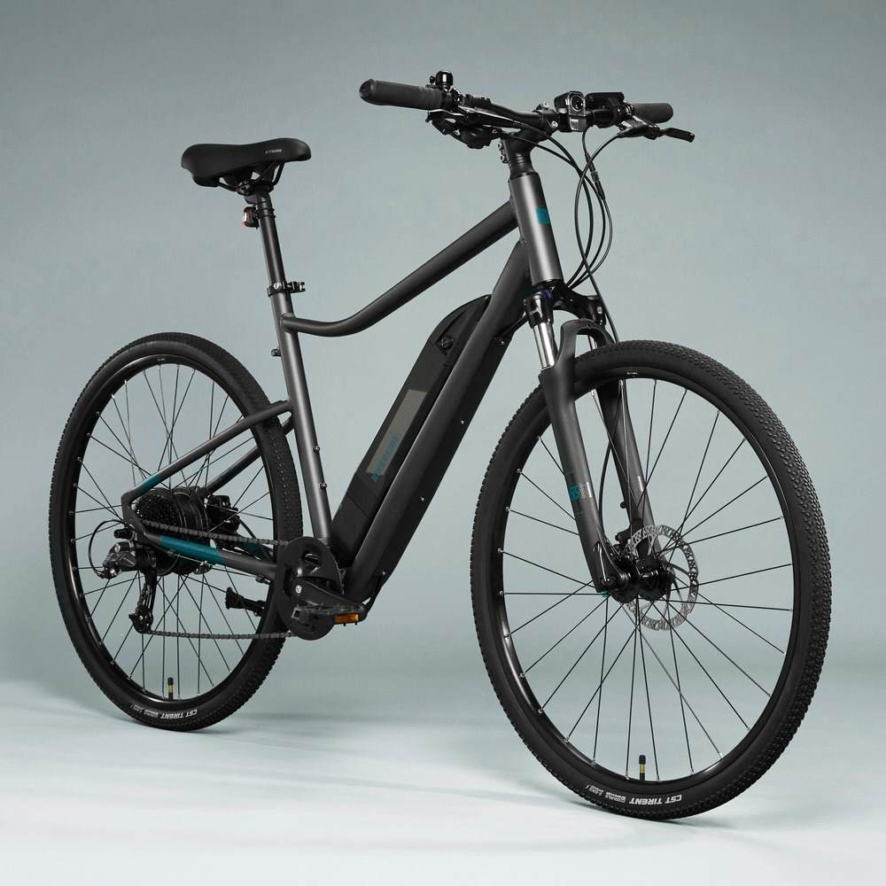 Decathlon Bicicleta eléctrica de trekking aluminio monoplato 8V Riverside