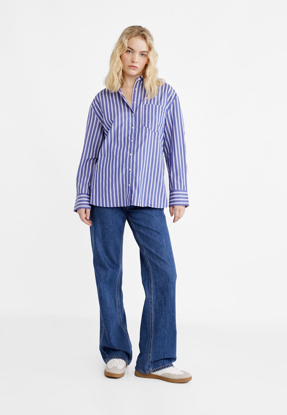 Camisa Rayas Popelin Oversize Stradivarius