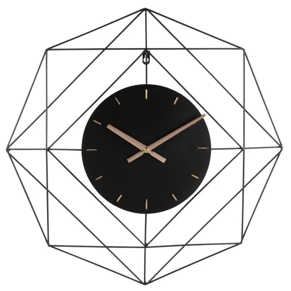 Reloj de alambre de metal Maisons Du Monde, negro 60x60