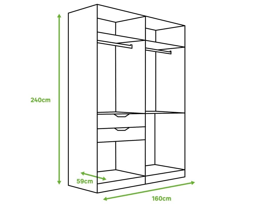 Armario ropero puertas corredera Leroy Merlin Spaceo Home Japón roble-blanco 240x160x60cm