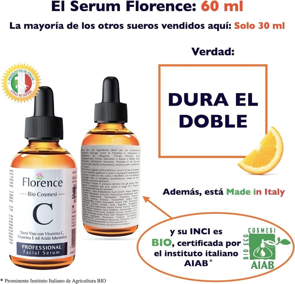 Bio Sérum Facial Amazon, con Vitamina C, E y Ácido Hyalurónico