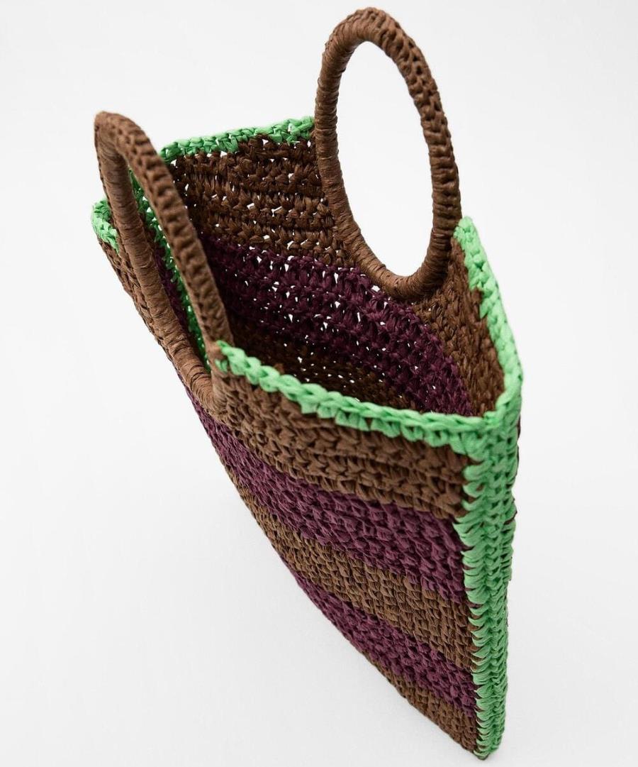 Bolso Efecto Crochet Rayas Zara