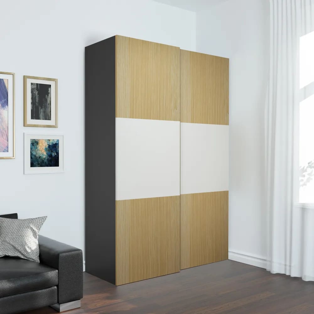 Leroy Merlin Armario ropero puertas corredera Spaceo Home Japón roble-blanco 240x160x60cm