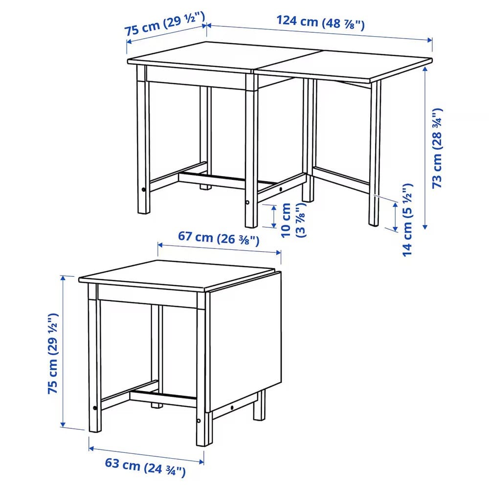 Mesa alas abatibles IKEA, tinte marrón claro, tinte blanco