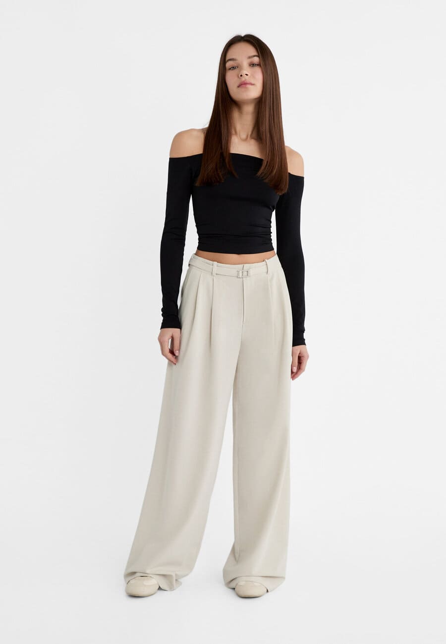 Stradivarius Pantalon Vestir Hebilla