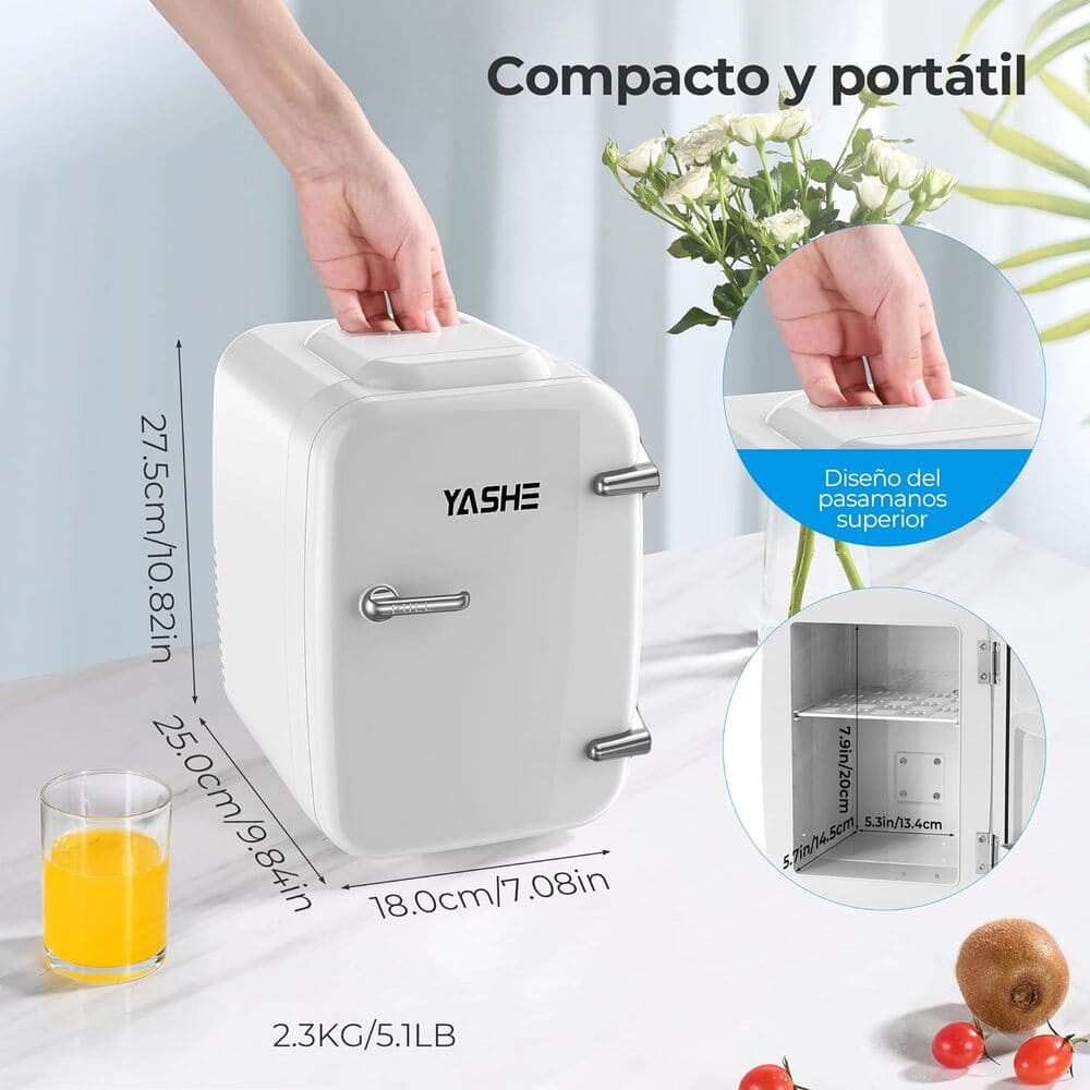 YASHE Mini Nevera, 4L Comética Pequeña Nevera para Dormitorio Amazon