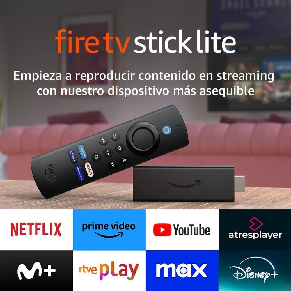 Amazon Fire TV Stick Lite con mando por voz Alexa Lite (sin controles del TV), streaming HD