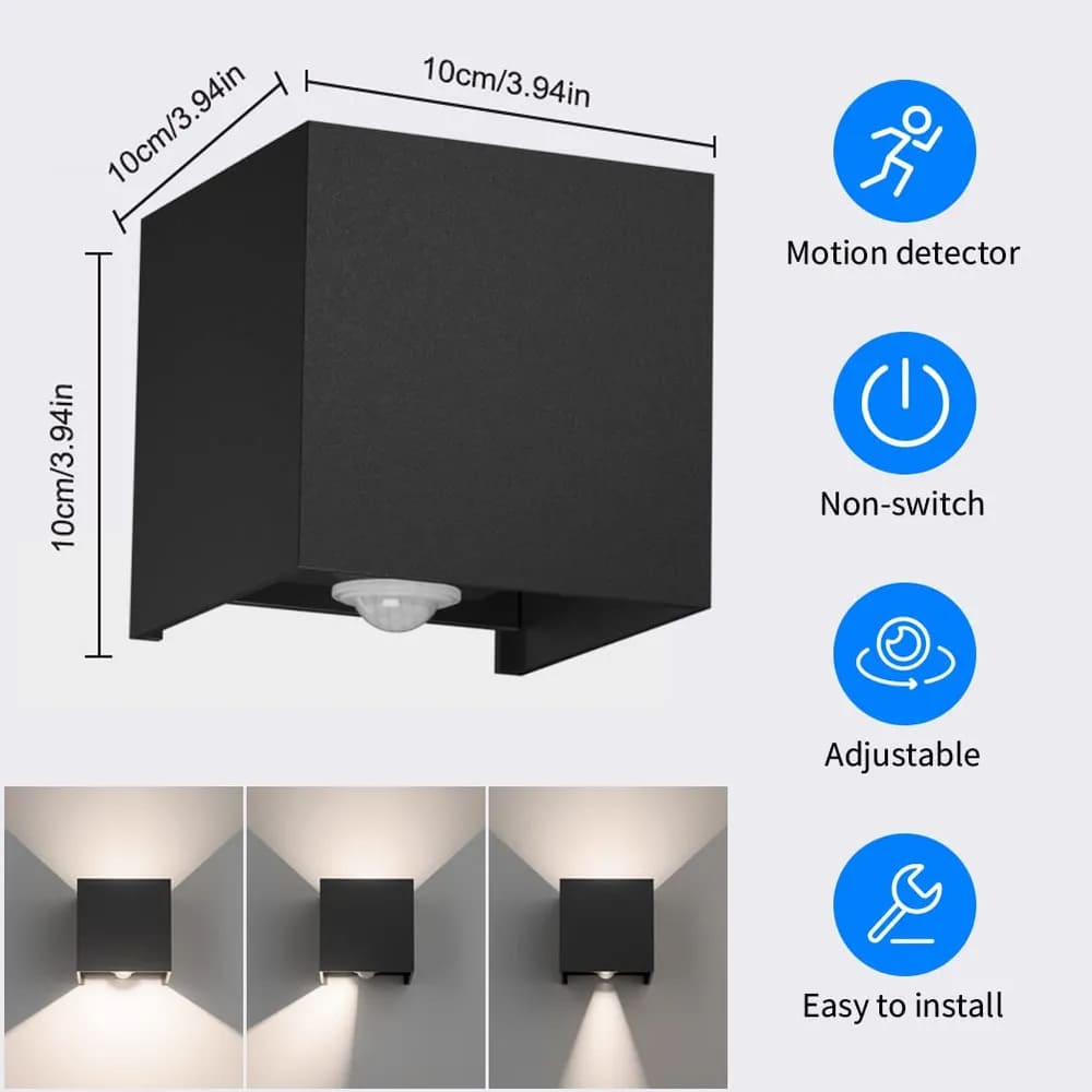 Aplique LED para interior Leroy Merlin, exterior con sensor de movimiento, 12 W