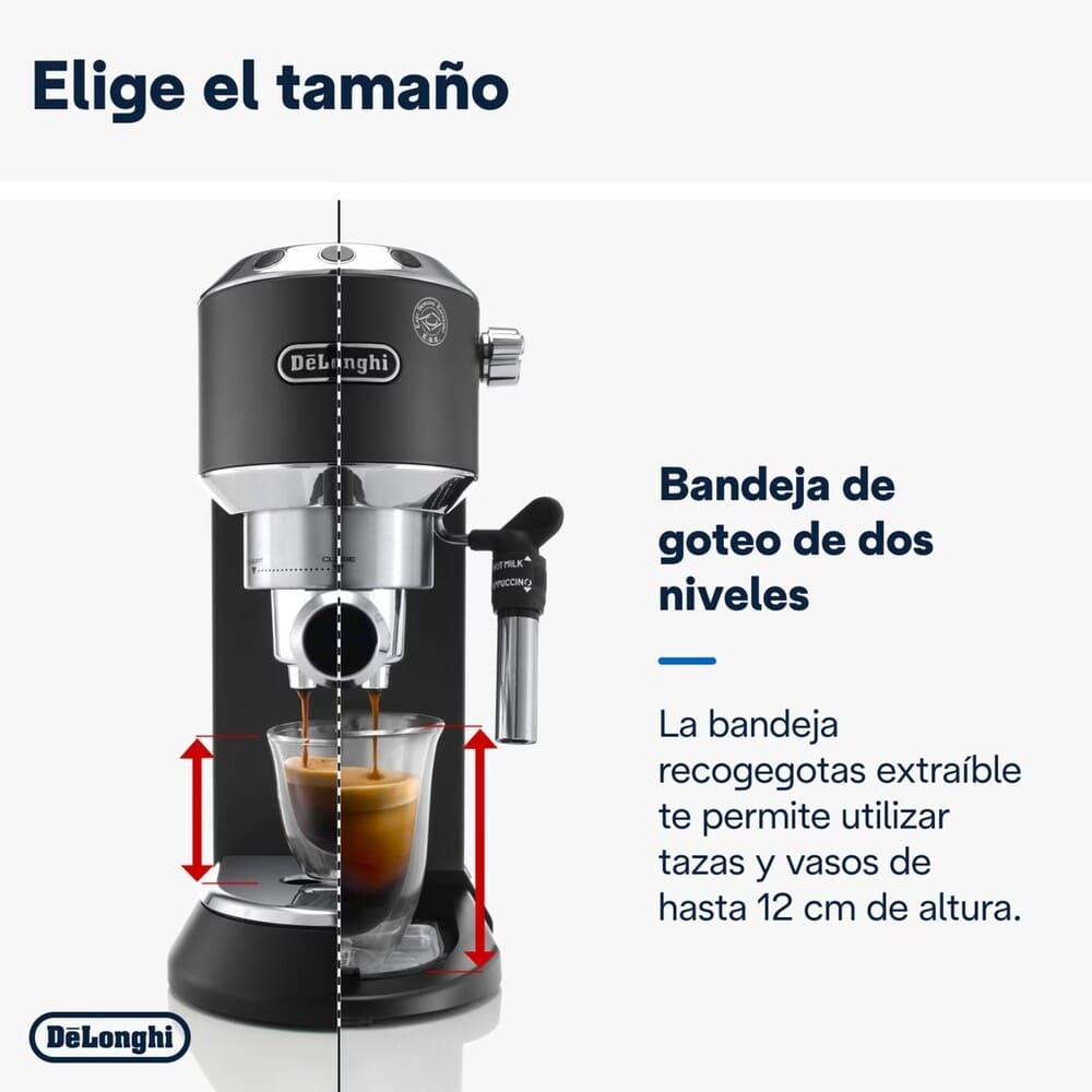 Cafetera espresso manual de bomba DeLonghi Dedica EC685.BK sistema cappuccino El Corte Ingles