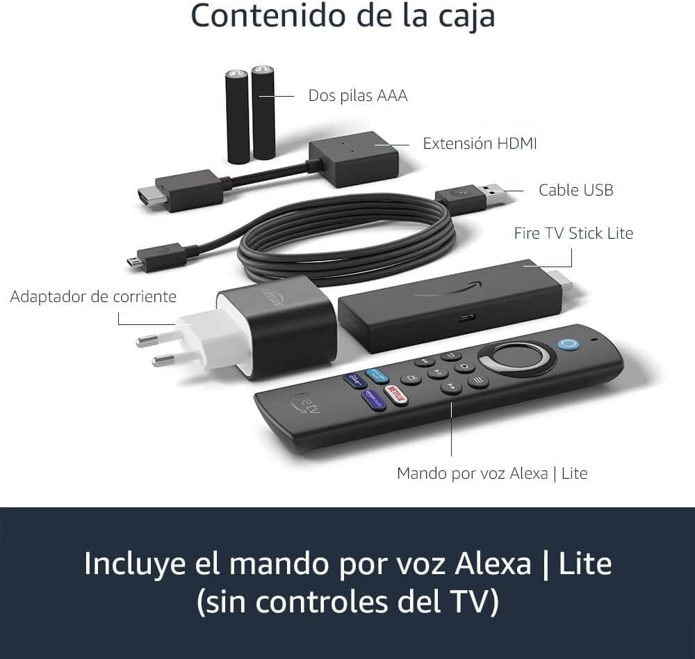 Fire TV Stick Lite con mando por voz Alexa Lite (sin controles del TV), streaming HD Amazon