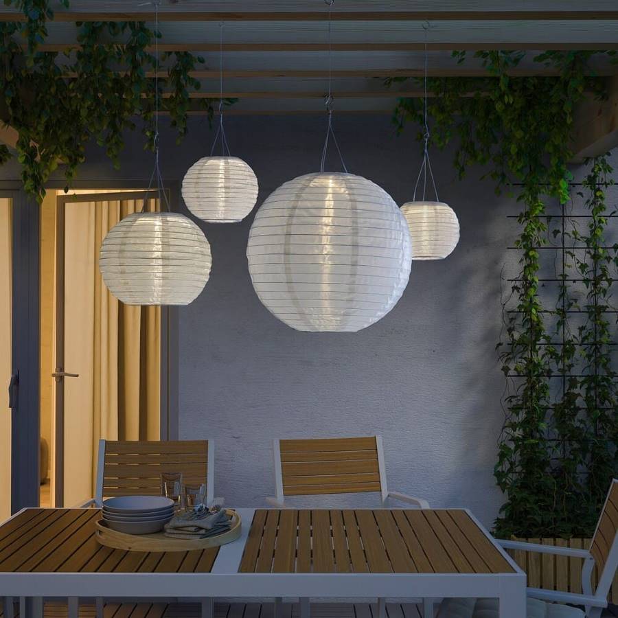IKEA SOLVINDEN Lámpara techo solar LED, exterior, globo blanco