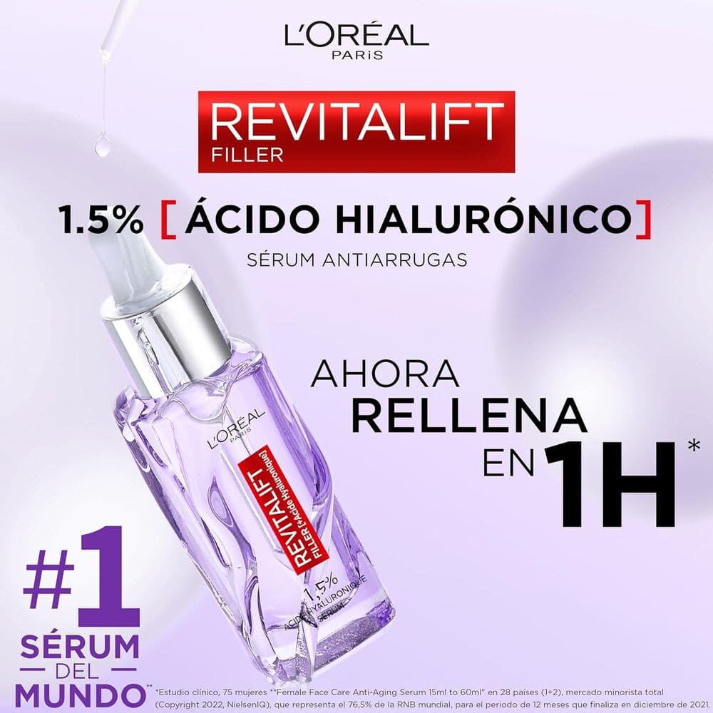 LOreal Paris Serum Antiedad Revitalift Filler Amazon (+ácido Hialurónico Puro), 30 ml