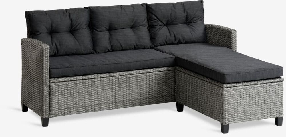 Sofá de exterior JYSK MORA con chaise longue 3 plazas gris