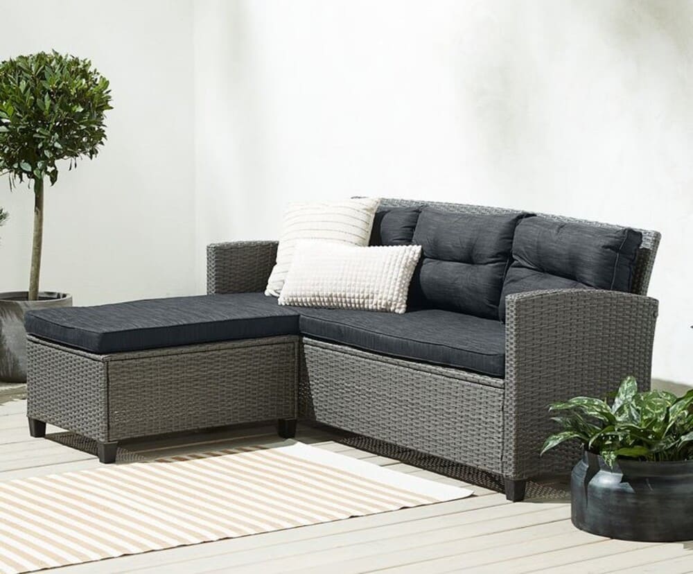 Sofá de exterior MORA con chaise longue 3 plazas gris JYSK