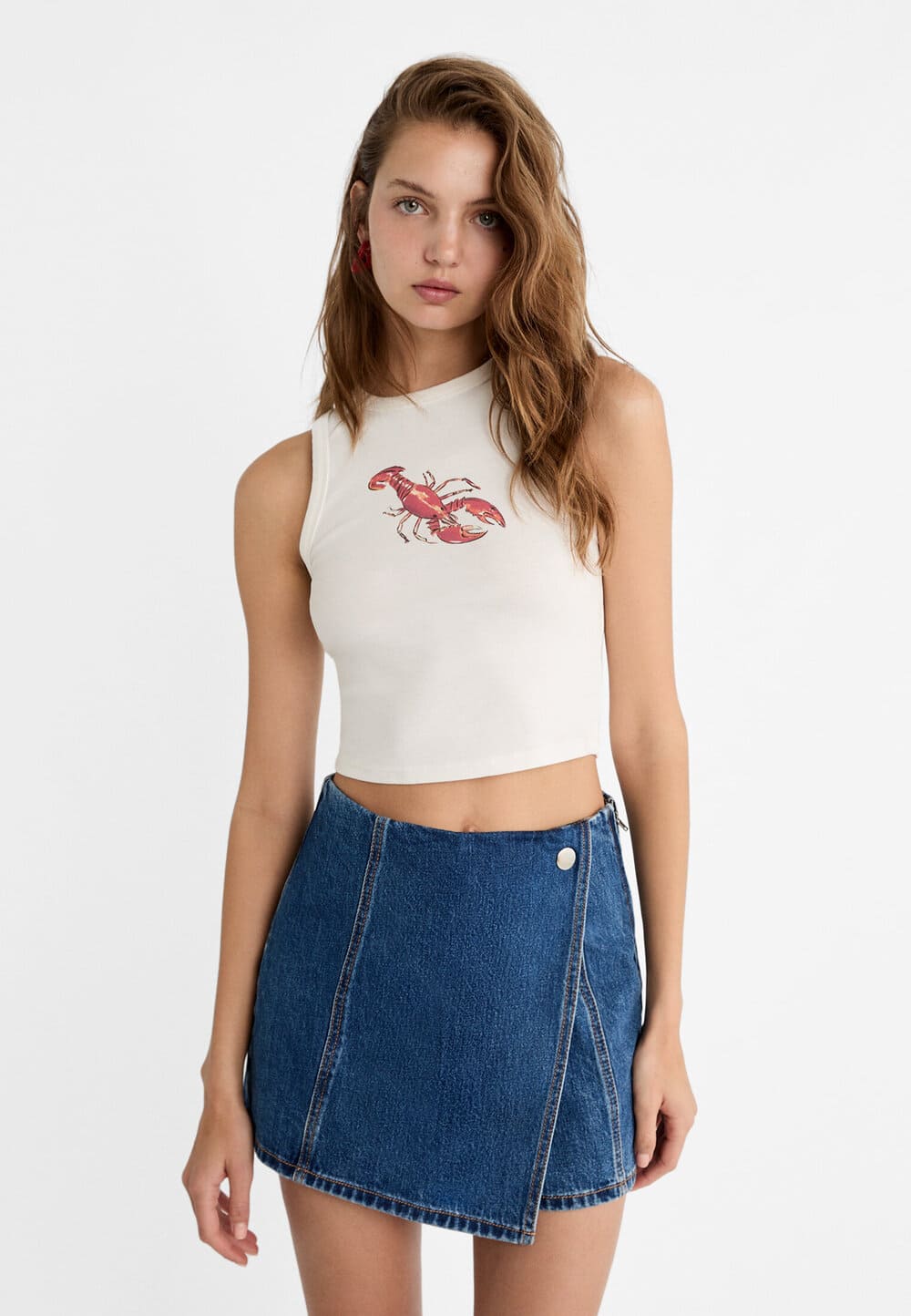 Stradivarius Falda Pantalon Denim Cruzada