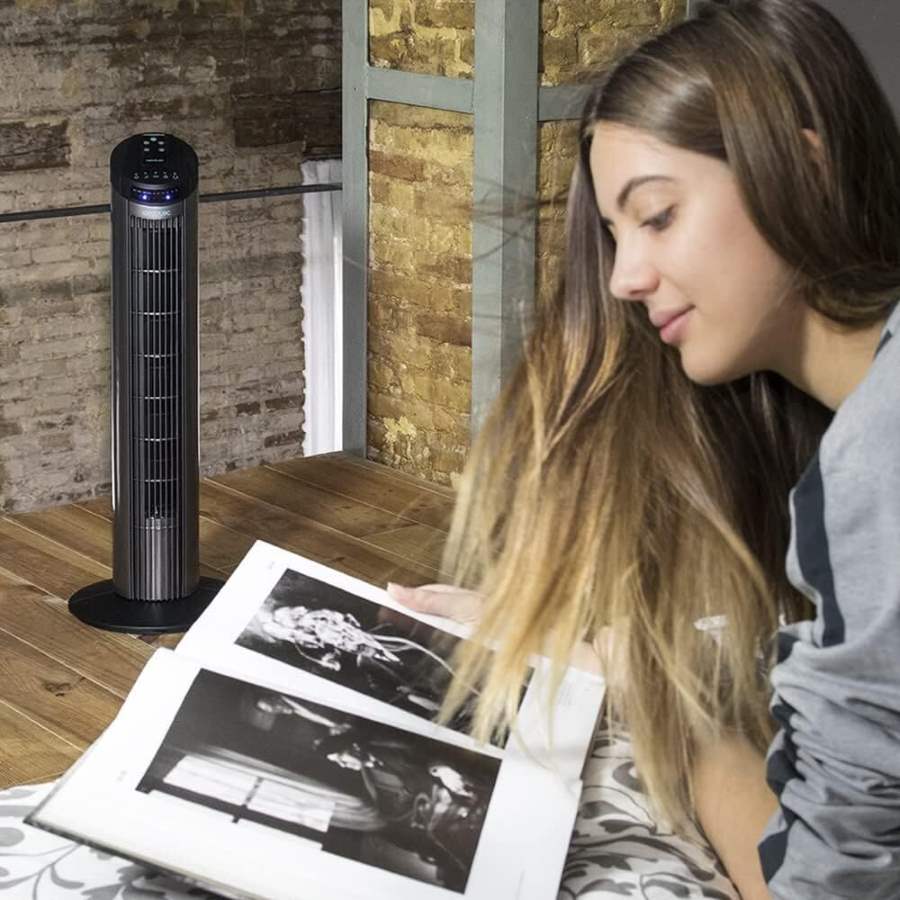 Amazon Cecotec Ventilador de Torre Digital con Temporizador y Mando a Distancia EnergySilence 890 Skyline