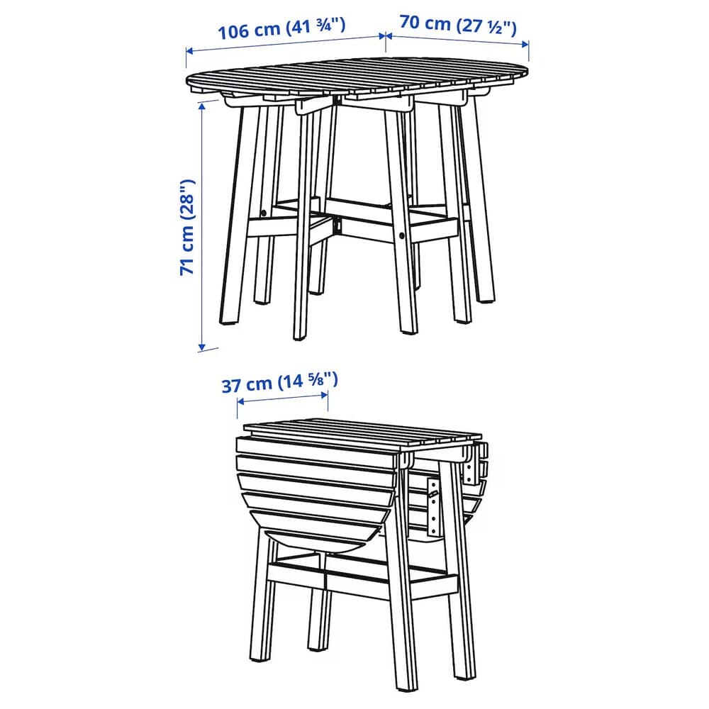 IKEA ASKHOLMEN Mesa plegable jardín, marrón oscuro