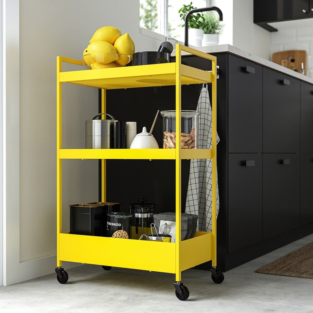 IKEA NISSAFORS Carrito, amarillo, 50.5x30x83 cm