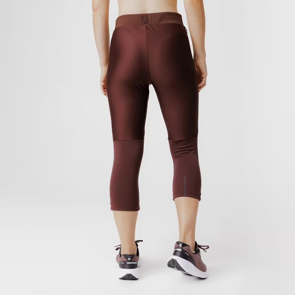 Leggings cortos running transpirables Mujer - KIPRUN Run 500 Dry marrón Decathlon