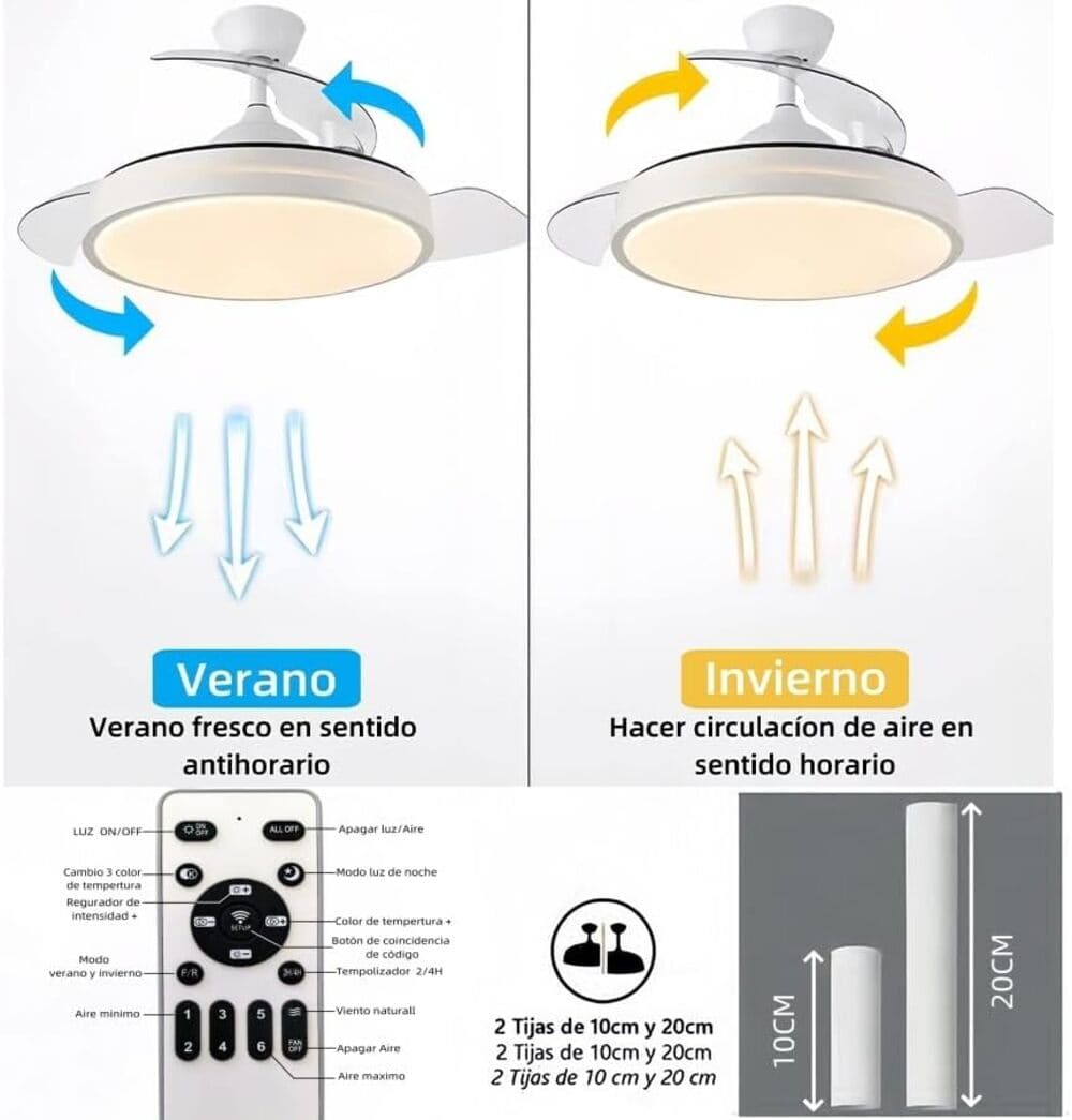 Ventilador con Luz Lámpara LED 72W Amazon