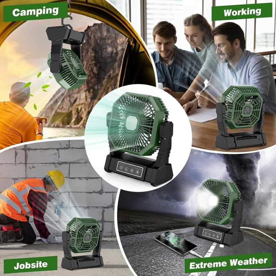 Amazon BIBURY Camping Ventilador con Luz LED