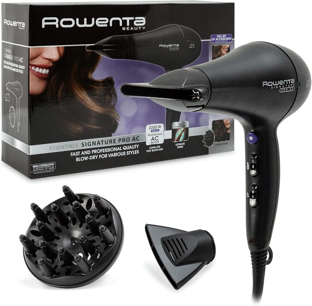 Amazon Rowenta Signature Pro CV7840 - Secador de pelo profesional, motor AC de 2200W