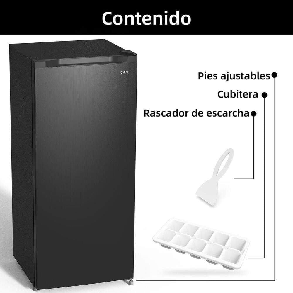 Carrefour Congelador Vertical Chiq 145L, 5 Cajones, Puerta Reversible