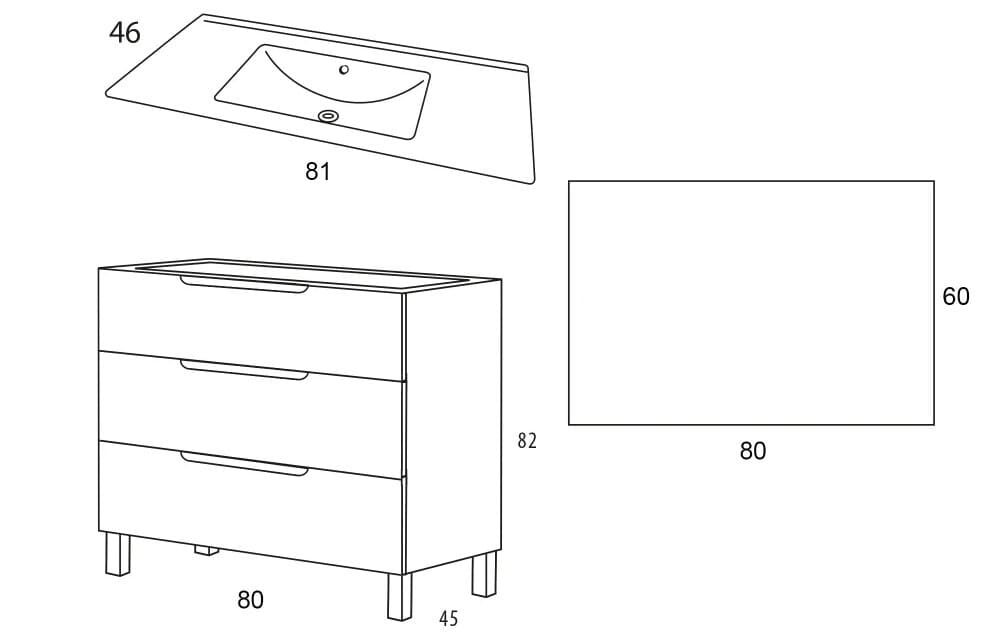 Conjunto de mueble de baño Leroy Merlin Taka 3C 80 cm blanco