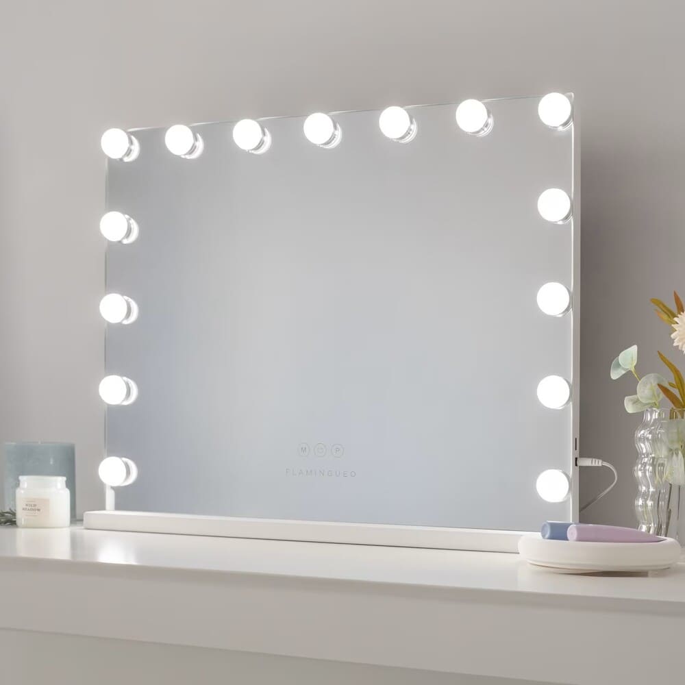 Espejo Maquillaje Luz 15 LED Metal 58x46x12cm Blanco Maisons Du Monde