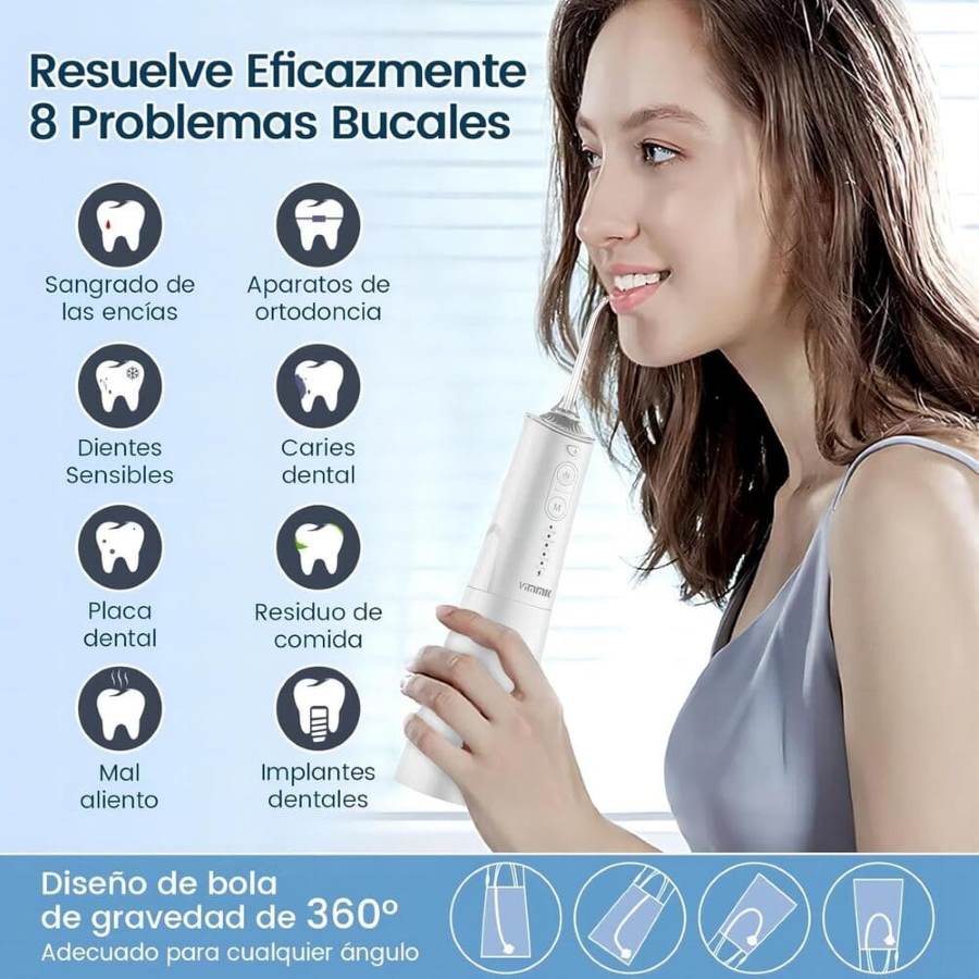 Irrigador Bucal Portatil, Vimmk Irrigador Dental Inalámbrico Profesional 8 Boquillas 5 Modos Amazon