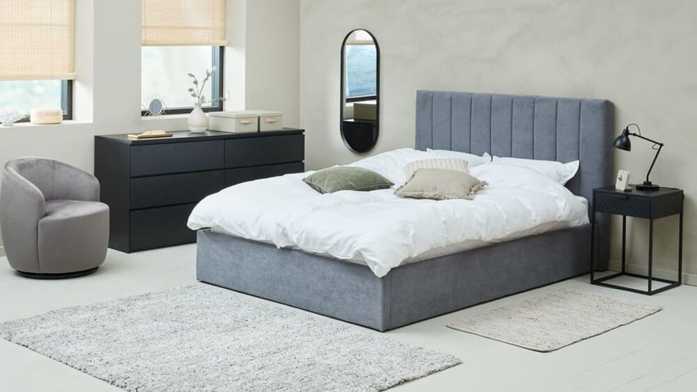 JYSK Estructura cama HASLEV 135x190 almacenaje tela gris oscuro