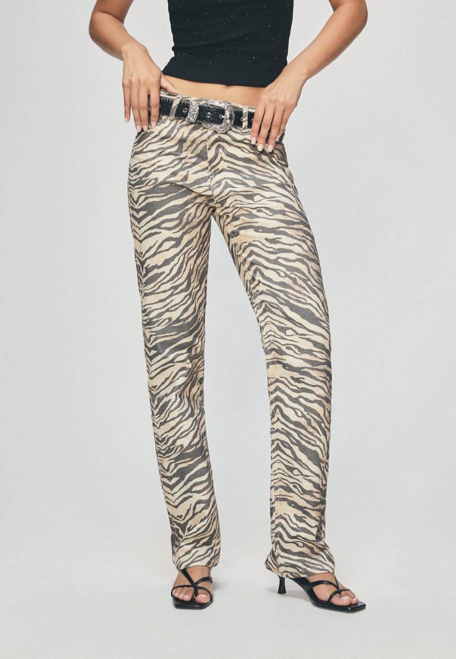 Jeans Stradivarius Straight Fit Animal Print