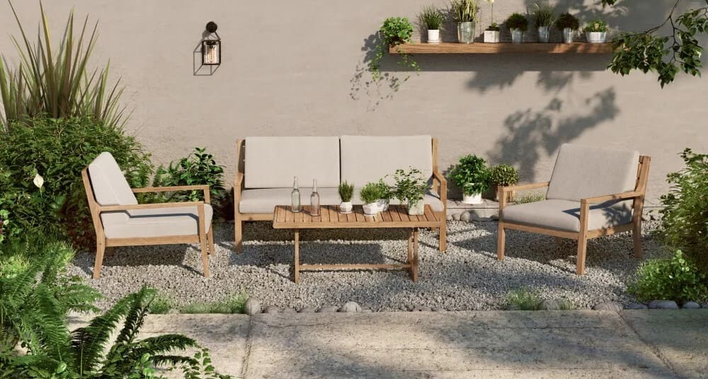 Leroy Merlin Set 2 sillones de jardín con cojín de madera Viena marrón