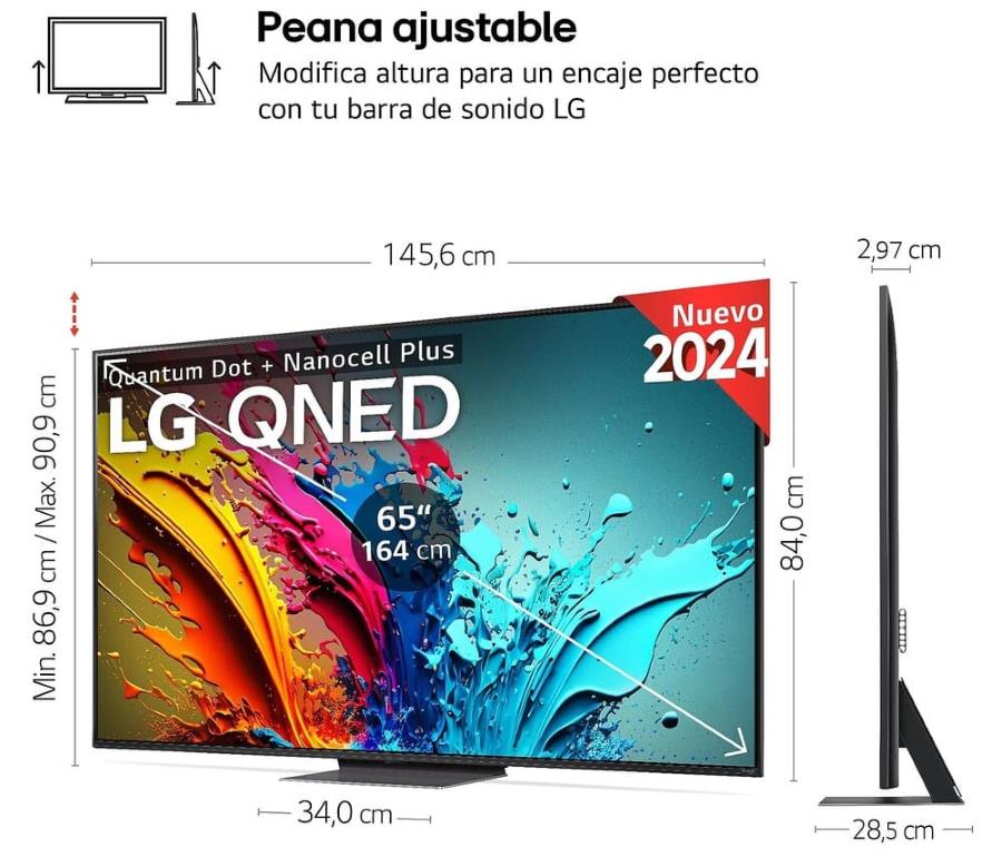 Media Markt TV QNED 65 in - LG 65QNED87T6B, UHD 4K, Procesador Inteligente 4K α8, Smart TV