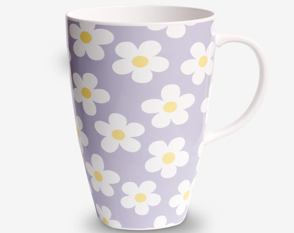 Pepco Taza de cerámica con flores blancas