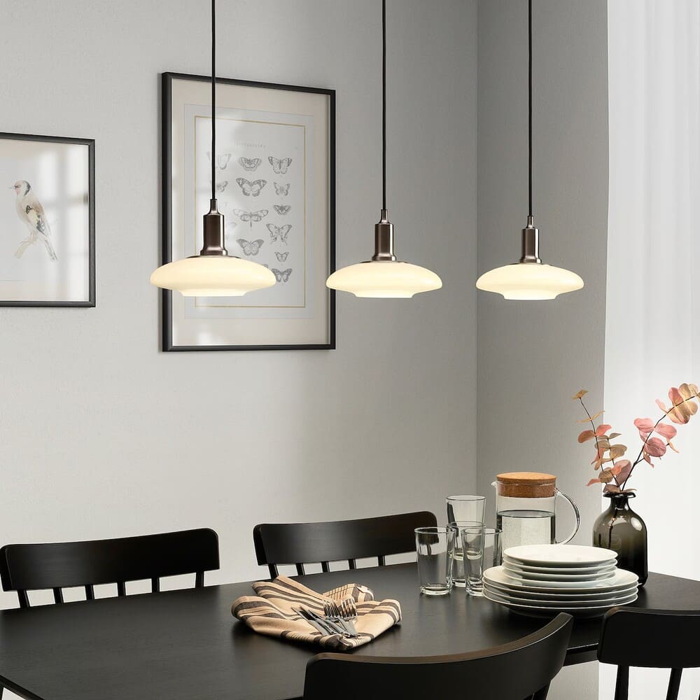 TÄLLBYN Lámpara techo 3 luces, niquelado, blanco ópalo vidrio IKEA